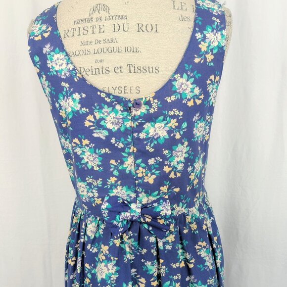 Vintage Laura Ashley Dress 10 Large Purple Floral Midi - Picture 8 of 13